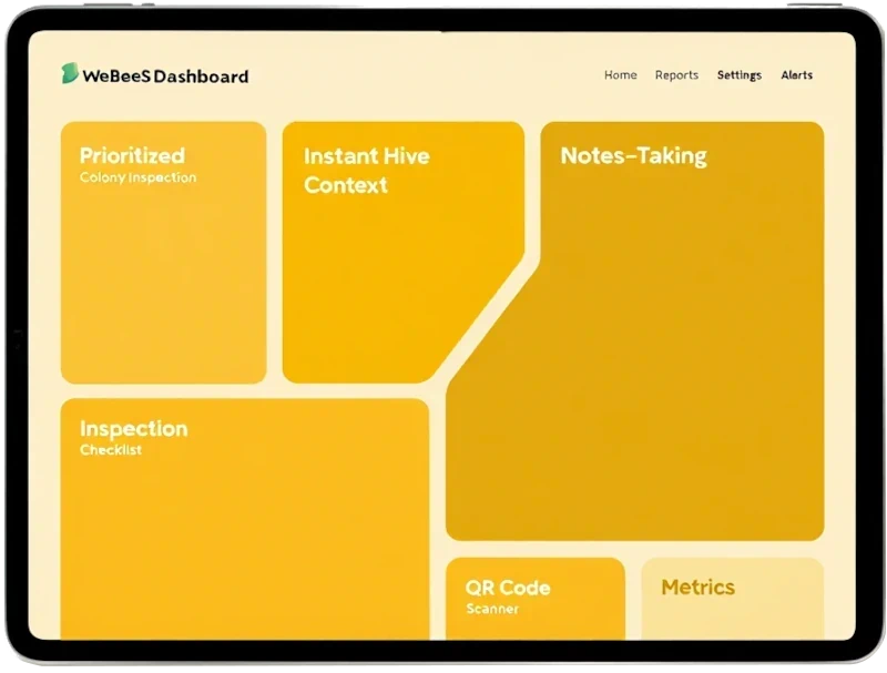 WeBeeS interface showing colony data dashboard